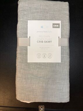 Pottery Barn Kids Belgian Linen Crib Skirt in Light Gray